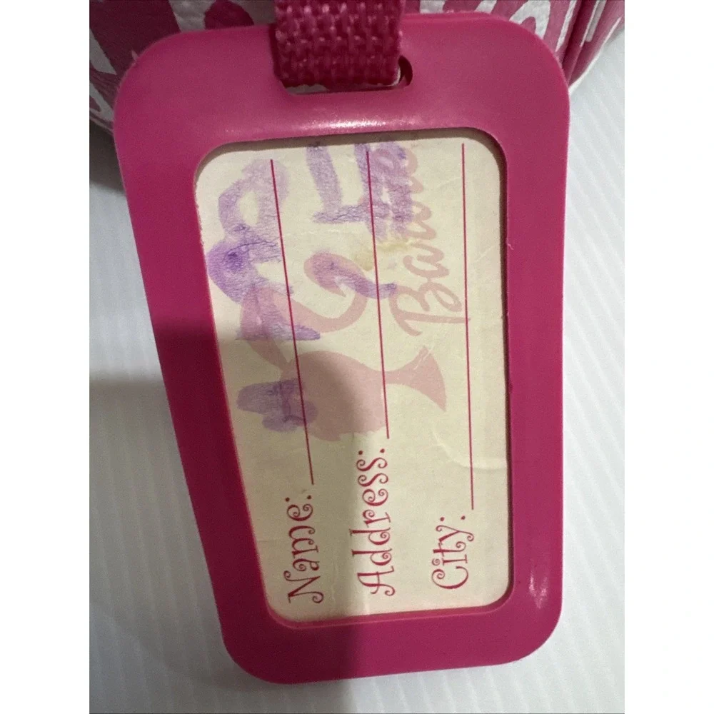 Vintage 2003 Makeup Travel Case Barbie‎ All Over Print Pink White 9x6x6 Rare Y2K